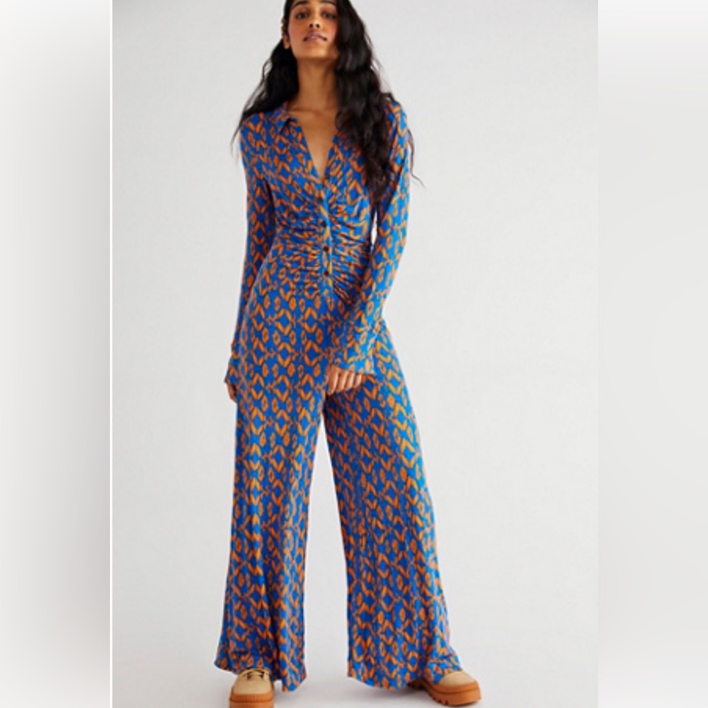 Free People Shayle Jumpsuit Bluebell Combo